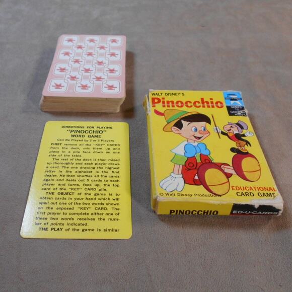 Vintage 1968 Walt Disney Pinocchio Word Card Game ED-U Cards Complete - Picture 2 of 8